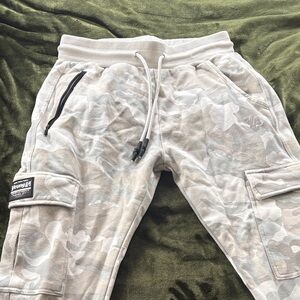 YoungLA Light Gray Camouflage Cargo Joggers